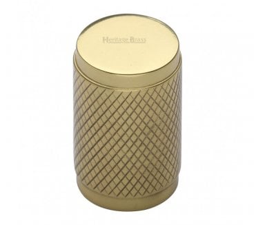 Heritage Brass C3840 Cylinder Knurled Cabinet Knob - 21mm - Polished Brass