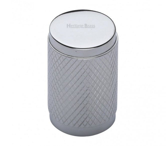 Heritage Brass C3840 Cylinder Knurled Cabinet Knob - 21mm - Polished Chrome