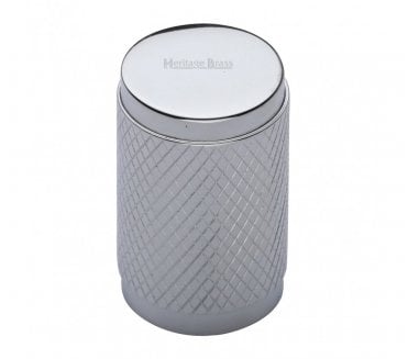 Heritage Brass C3840 Cylinder Knurled Cabinet Knob - 21mm - Polished Chrome