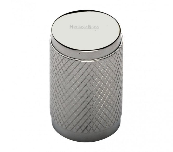 Heritage Brass C3840 Cylinder Knurled Cabinet Knob - 21mm - Polished Nickel