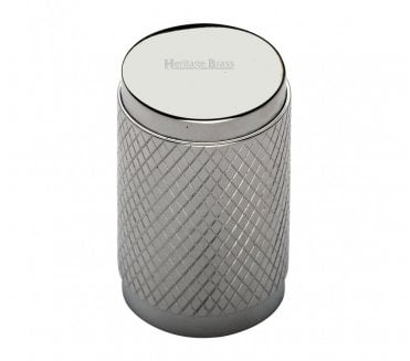Heritage Brass C3840 Cylinder Knurled Cabinet Knob - 21mm - Polished Nickel