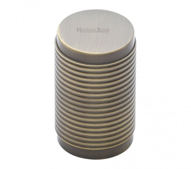 Heritage Brass C3850 Cylinder Ribbed Cabinet Knob - 21mm - Antique Brass
