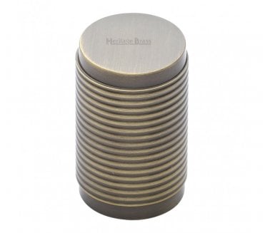 Heritage Brass C3850 Cylinder Ribbed Cabinet Knob - 21mm - Antique Brass