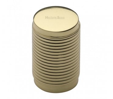 Heritage Brass C3850 Cylinder Ribbed Cabinet Knob - 21mm - Polished Brass