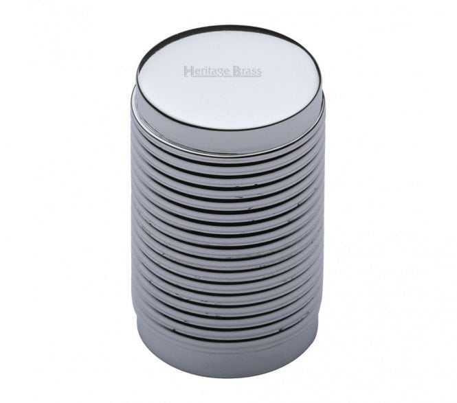Heritage Brass C3850 Cylinder Ribbed Cabinet Knob - 21mm - Polished Chrome