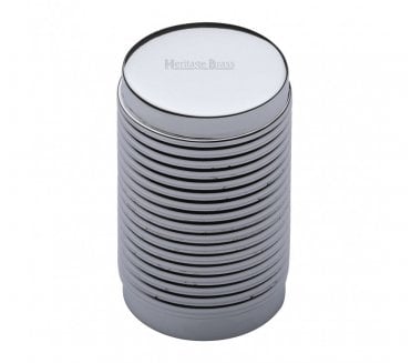 Heritage Brass C3850 Cylinder Ribbed Cabinet Knob - 21mm - Polished Chrome