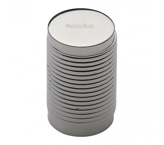 Heritage Brass C3850 Cylinder Ribbed Cabinet Knob - 21mm - Polished Nickel