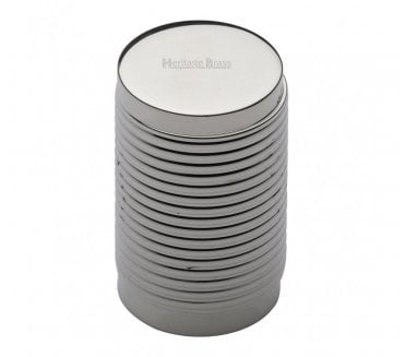 Heritage Brass C3850 Cylinder Ribbed Cabinet Knob - 21mm - Polished Nickel
