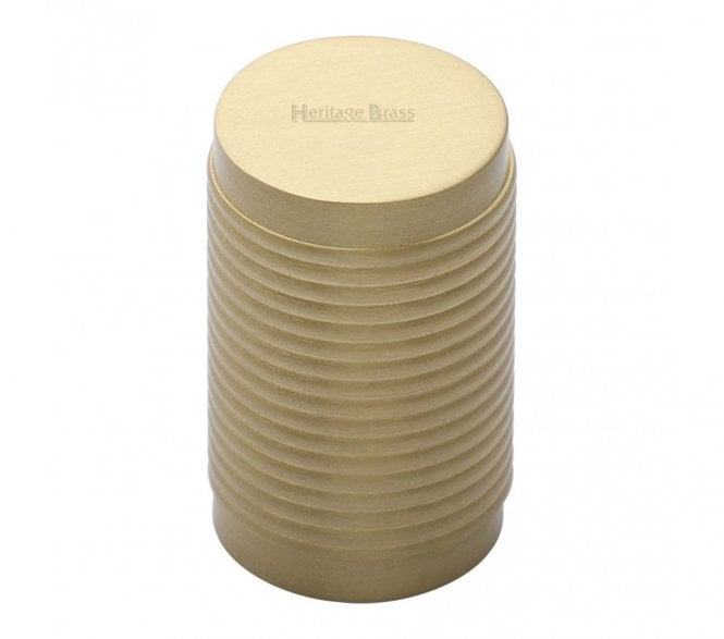 Heritage Brass C3850 Cylinder Ribbed Cabinet Knob - 21mm - Satin Brass