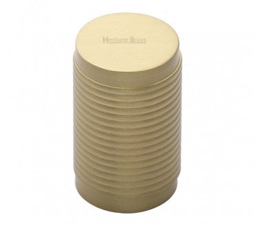 Heritage Brass C3850 Cylinder Ribbed Cabinet Knob - 21mm - Satin Brass