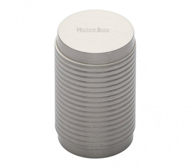Heritage Brass C3850 Cylinder Ribbed Cabinet Knob - 21mm - Satin Nickel