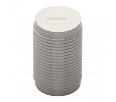 Heritage Brass C3850 Cylinder Ribbed Cabinet Knob - 21mm - Satin Nickel