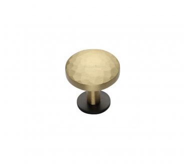 Heritage Brass C3876 Round Hammered Cabinet Knobs On Rose - Matt Bronze/Satin Brass