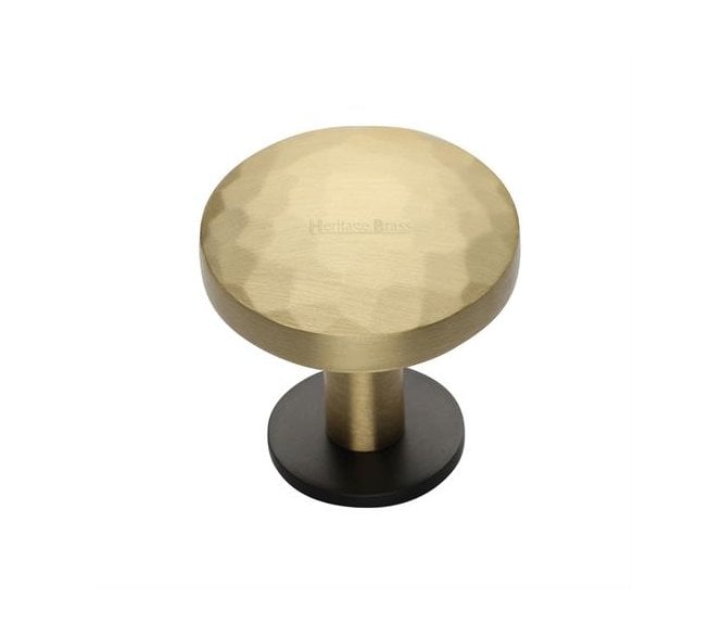 Heritage Brass C3876 Round Hammered Cabinet Knobs On Rose - Matt Bronze/Satin Brass