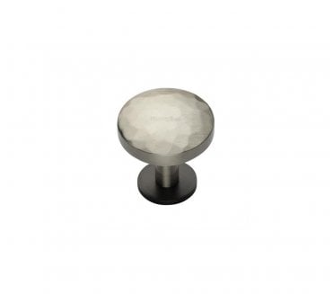 Heritage Brass C3876 Round Hammered Cabinet Knobs On Rose - Matt Bronze/Satin Nickel