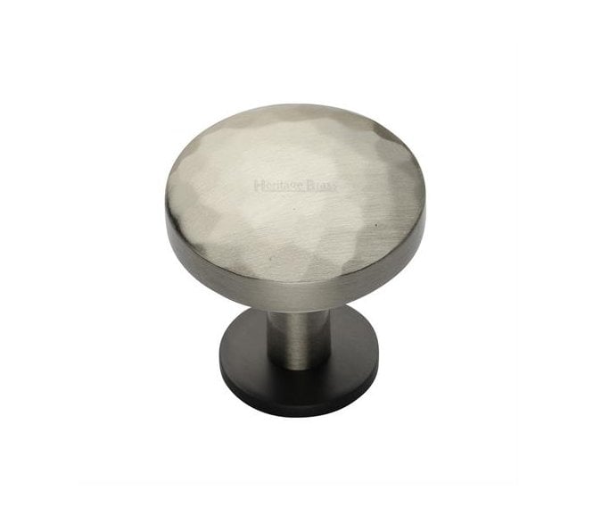 Heritage Brass C3876 Round Hammered Cabinet Knobs On Rose - Matt Bronze/Satin Nickel