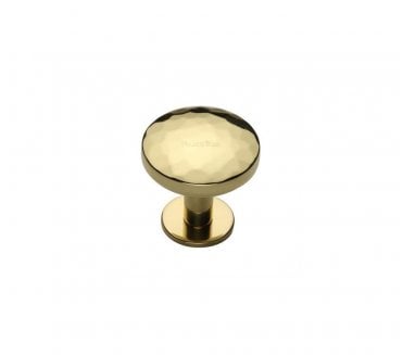 Heritage Brass C3876 Round Hammered Cabinet Knobs On Rose - Polished Brass