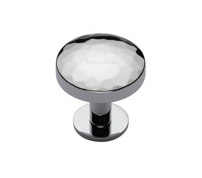 Heritage Brass C3876 Round Hammered Cabinet Knobs On Rose - Polished Chrome