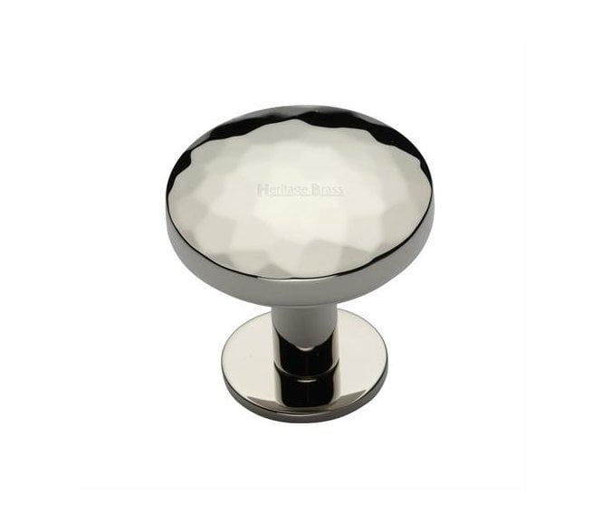 Heritage Brass C3876 Round Hammered Cabinet Knobs On Rose - Polished Nickel
