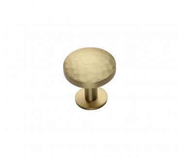 Heritage Brass C3876 Round Hammered Cabinet Knobs On Rose - Satin Brass