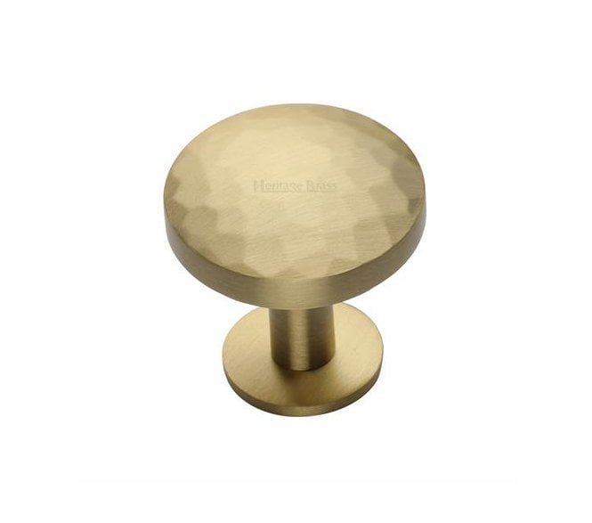 Heritage Brass C3876 Round Hammered Cabinet Knobs On Rose - Satin Brass