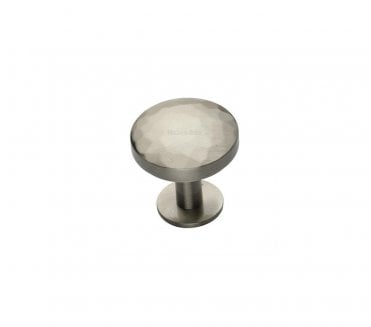 Heritage Brass C3876 Round Hammered Cabinet Knobs On Rose - Satin Nickel