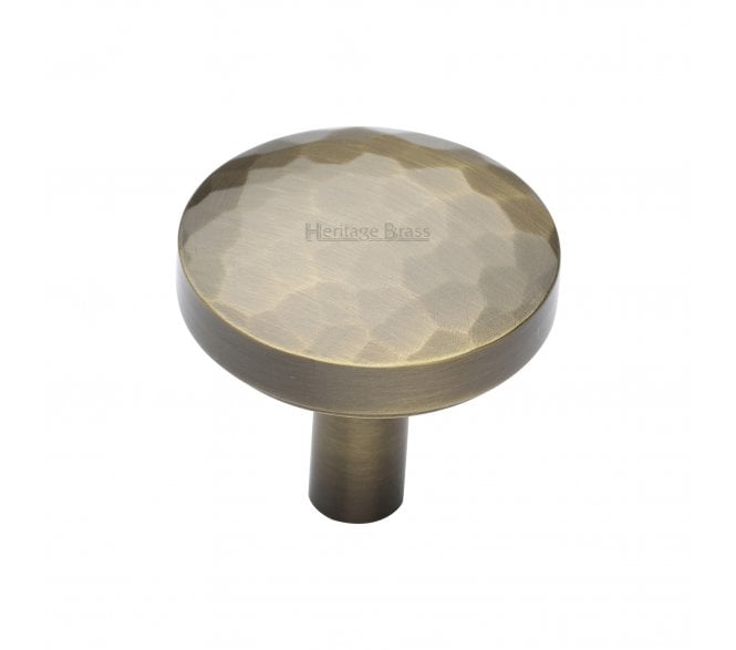 Heritage Brass C3877 Hammered Disc Cabinet Knobs - Antique Brass