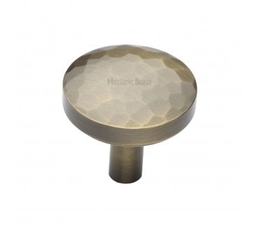 Heritage Brass C3877 Hammered Disc Cabinet Knobs - Antique Brass