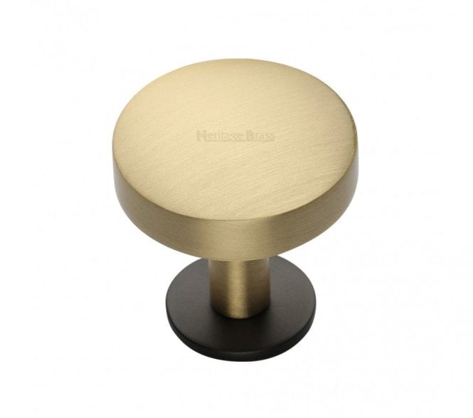 Heritage Brass C3878 Domed Disc Cabinet Knobs On Rose - Matt Bronze/Satin Brass