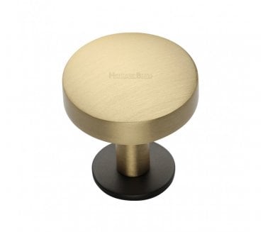 Heritage Brass C3878 Domed Disc Cabinet Knobs On Rose - Matt Bronze/Satin Brass