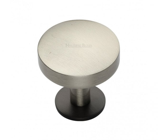 Heritage Brass C3878 Domed Disc Cabinet Knobs On Rose - Matt Bronze/Satin Nickel