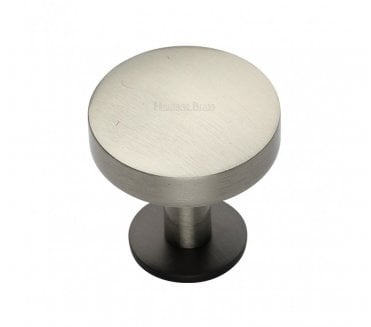 Heritage Brass C3878 Domed Disc Cabinet Knobs On Rose - Matt Bronze/Satin Nickel