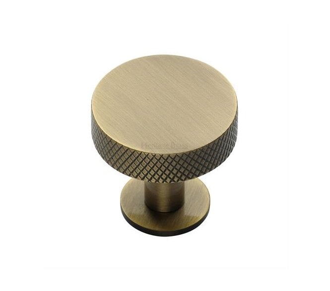 Heritage Brass C3882 Knurled Disc Cabinet Knobs On Rose - Antique Brass