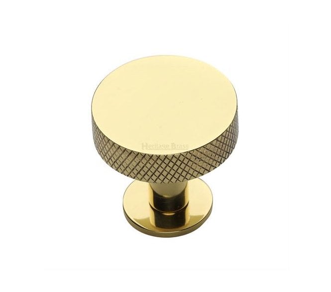 Heritage Brass C3882 Knurled Disc Cabinet Knobs On Rose - Polished Brass