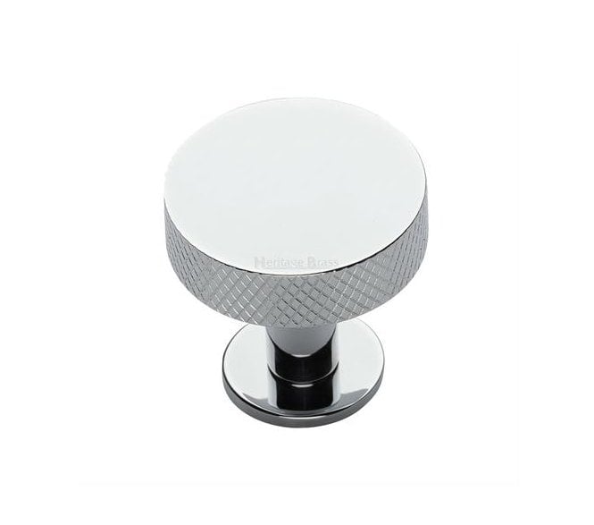 Heritage Brass C3882 Knurled Disc Cabinet Knobs On Rose - Polished Chrome