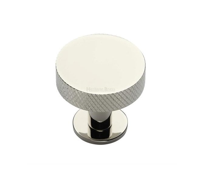 Heritage Brass C3882 Knurled Disc Cabinet Knobs On Rose - Polished Nickel