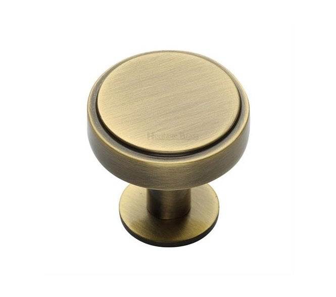Heritage Brass C3954 Stepped Disc Cabinet Knobs On Rose - Antique Brass