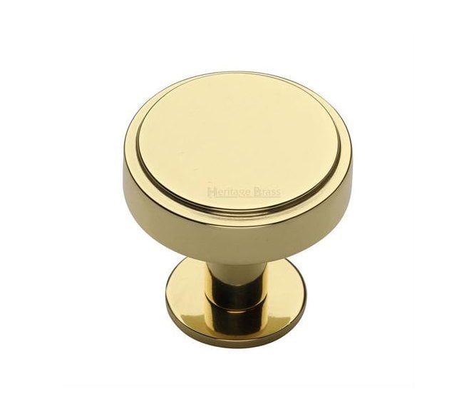 Heritage Brass C3954 Stepped Disc Cabinet Knobs On Rose - Polished Brass