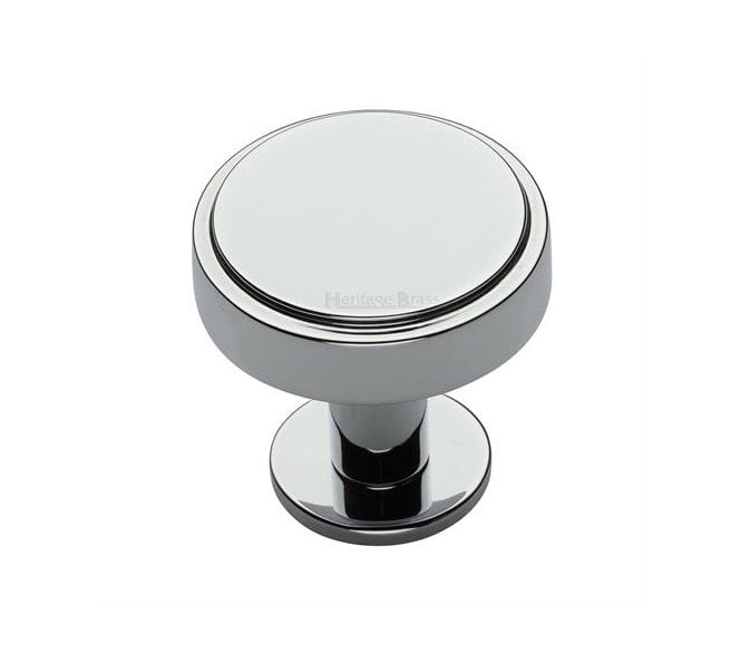Heritage Brass C3954 Stepped Disc Cabinet Knobs On Rose - Polished Chrome