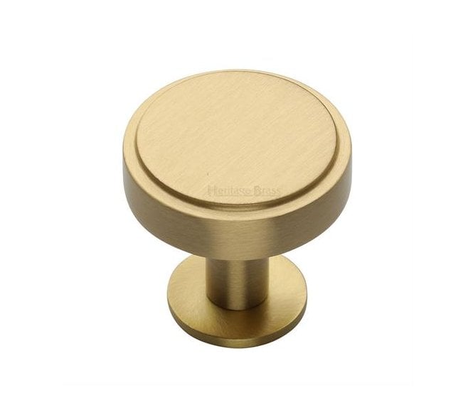 Heritage Brass C3954 Stepped Disc Cabinet Knobs On Rose - Satin Brass