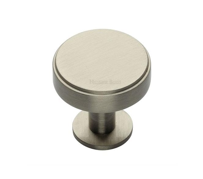 Heritage Brass C3954 Stepped Disc Cabinet Knobs On Rose - Satin Nickel