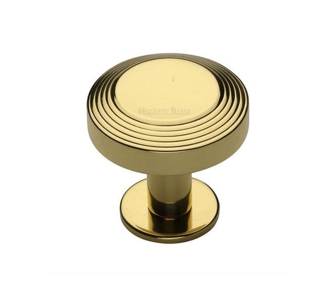 Heritage Brass C3958 Ridge Cabinet Knobs On Rose - Polished Brass