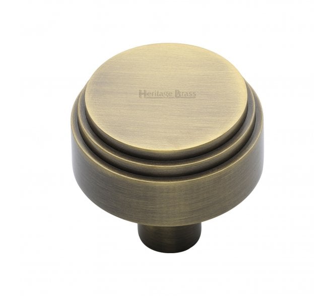 Heritage Brass C3987 Art Deco Stepped Cabinet Knobs - Antique Brass