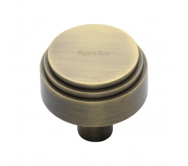 Heritage Brass C3987 Art Deco Stepped Cabinet Knobs - Antique Brass