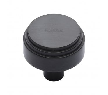 Heritage Brass C3987 Art Deco Stepped Cabinet Knobs - Matt Black