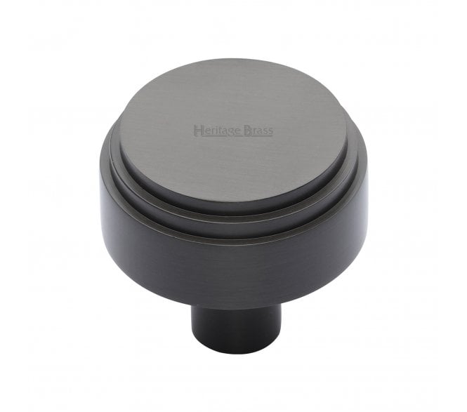 Heritage Brass C3987 Art Deco Stepped Cabinet Knobs - Matt Bronze