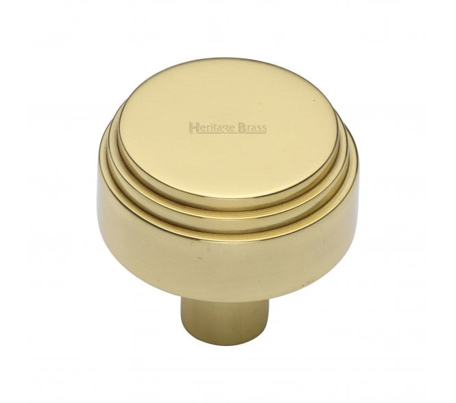 Heritage Brass C3987 Art Deco Stepped Cabinet Knobs - Polished Brass