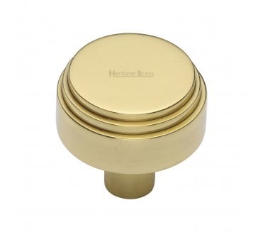Heritage Brass C3987 Art Deco Stepped Cabinet Knobs - Polished Brass