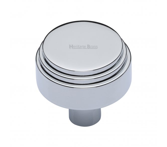 Heritage Brass C3987 Art Deco Stepped Cabinet Knobs - Polished Chrome
