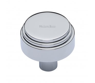 Heritage Brass C3987 Art Deco Stepped Cabinet Knobs - Polished Chrome